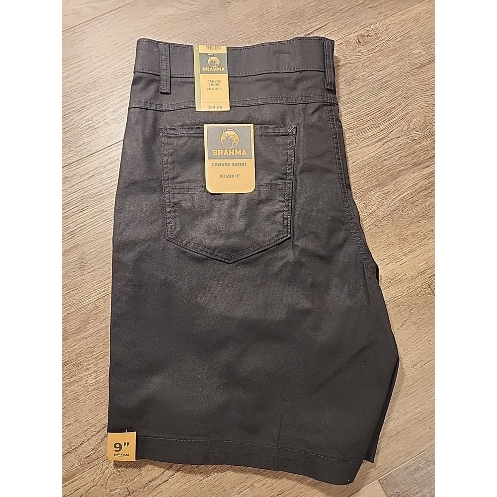 Brahma Men's Canvas Shorts, 9" Inseam, Black, Size 40